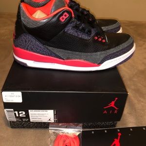 Pre Owned Air Jordan 3 retro “Crimson” size 12